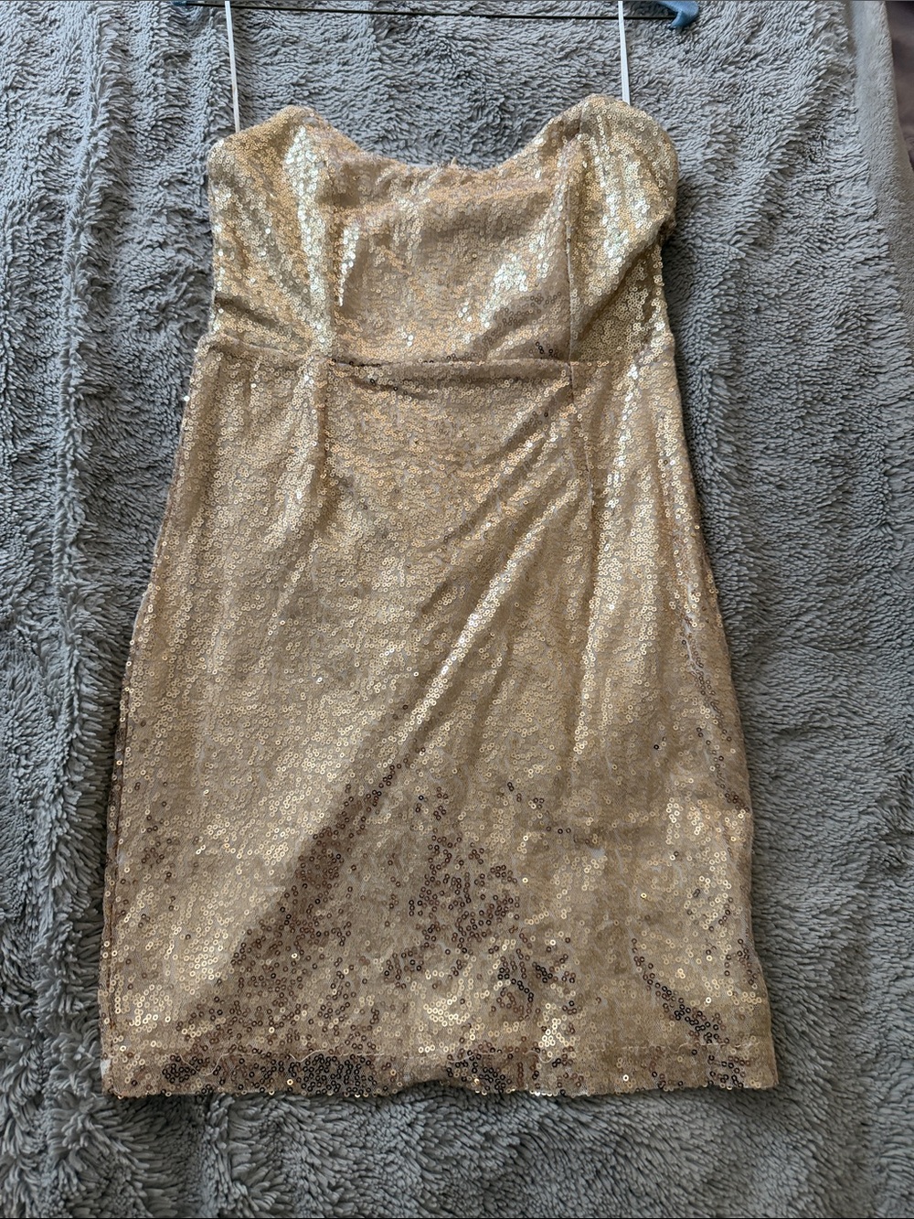 Superdown Gold Sequin Strapless Cocktail Dress